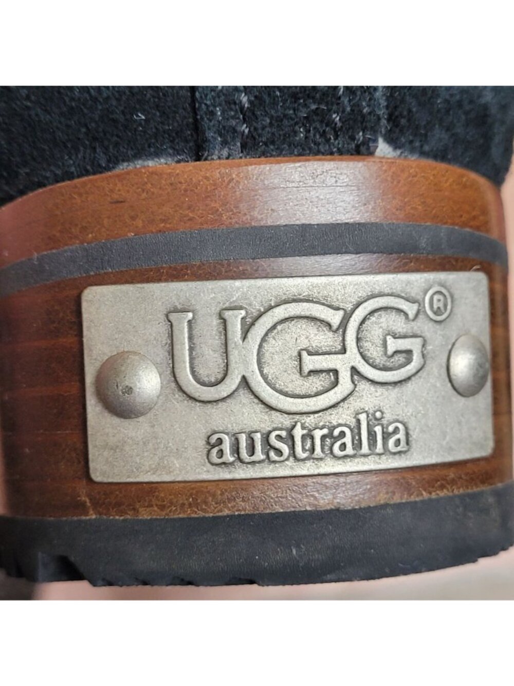 Ugg Australia Endell Womens 7.5 Black Suede Shearling Lined Moto Boots 9" NICE - Picture 15 of 16